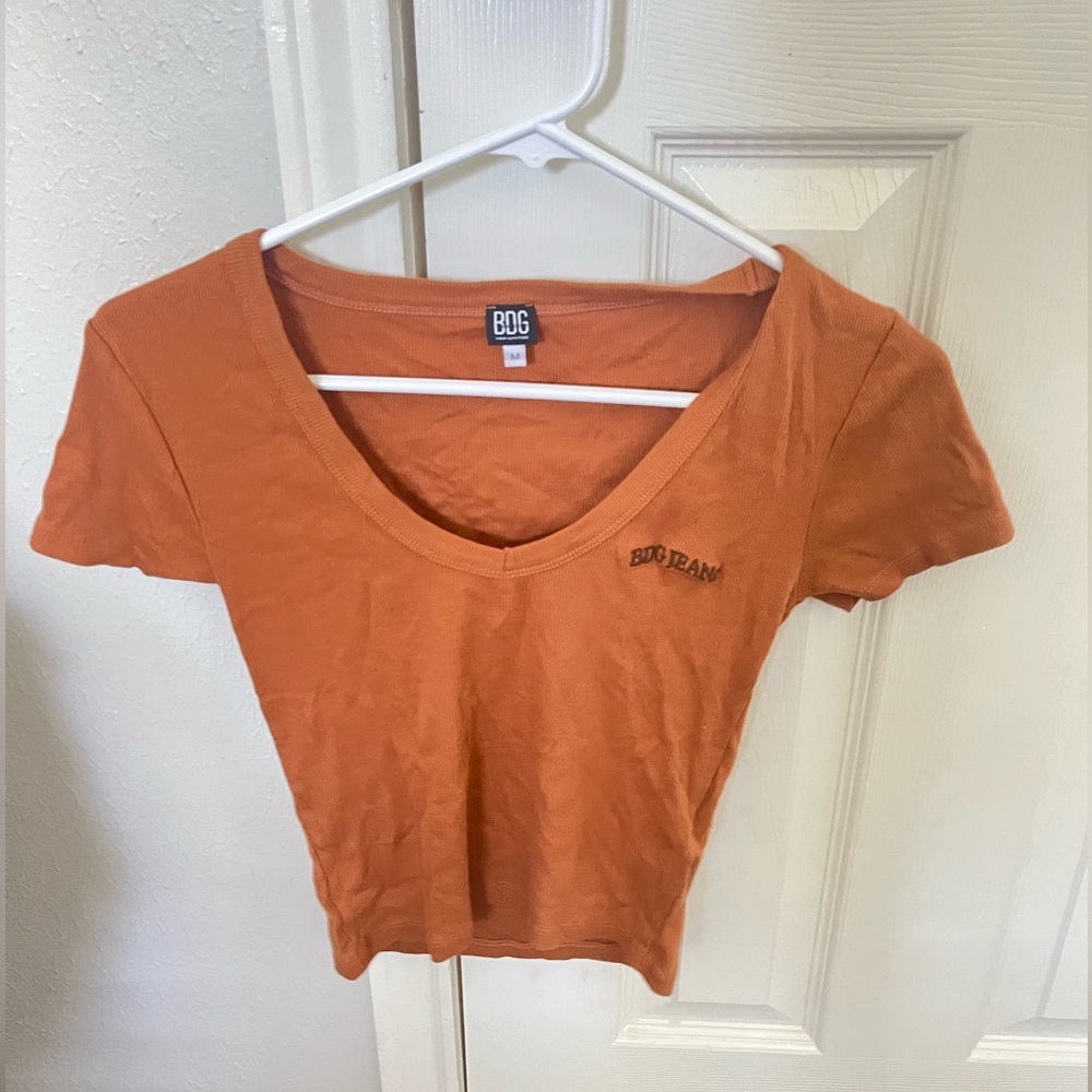 BDG- urban outfitters v-neck crop top in burnt orange.